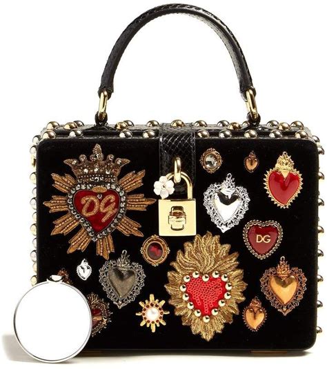 Dolce And Gabbana Heart Embellished Snakeskin And Velvet Box Bag Dolce