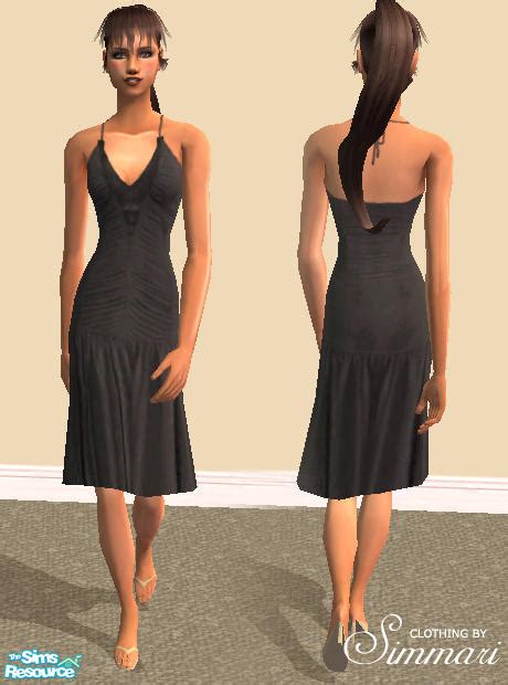 The Sims Resource Shirred Halter Dress Black