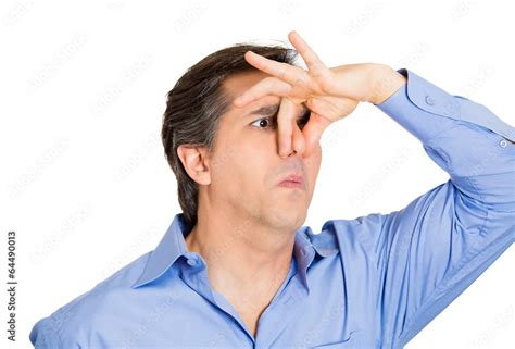 Bad Smell Man Pinching His Nose Cant Tolerate Odor Stock Photo