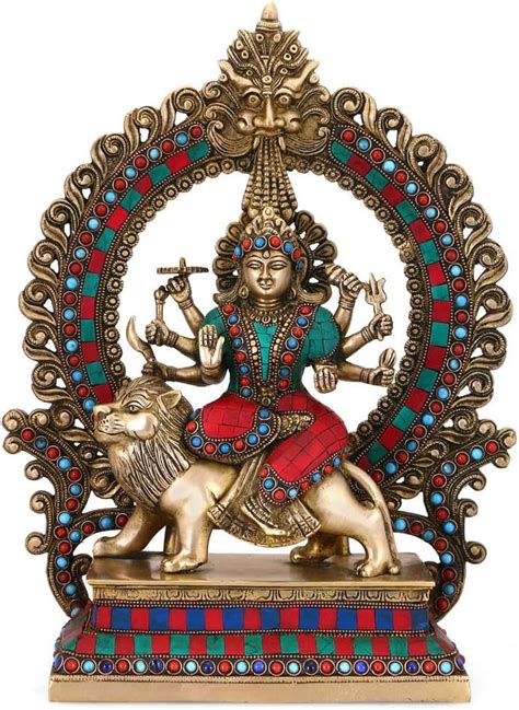 Craftvatika 15 Large Durga Statue Brass Sculpture Mythological Indian