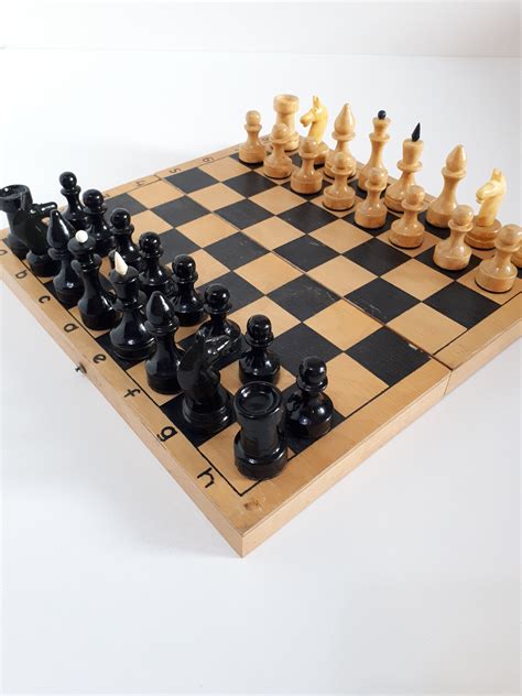 Vintage Chess Set Wooden Chess Setchess Boardwooden Chess Etsy
