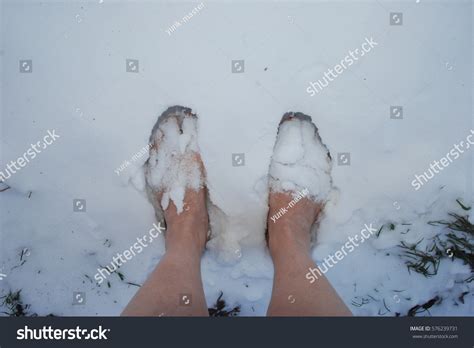 Mens Bare Feet Snow Stock Photo 576239731 Shutterstock