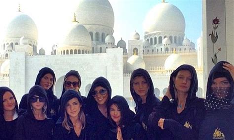 kendall jenner and gigi hadid cover up in hijabs for a visit to abu dhabi mosque daily mail online