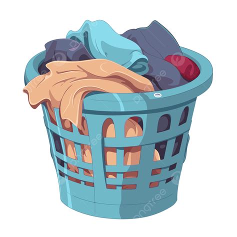 Laundry Basket, Sticker Clipart Cartoon Vector Image Of Laundry Basket gambar png