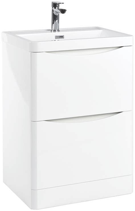 Floor Standing Bathroom Vanity Unit Basin Sink Storage Cabinet Gloss White 600mm Ebay