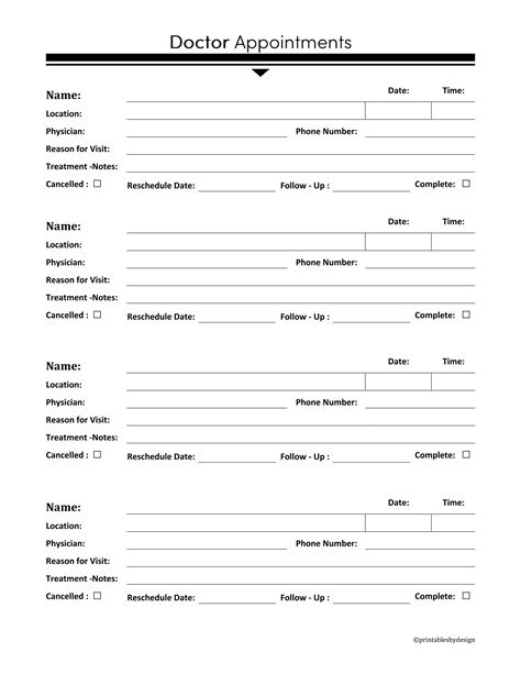 Doctor Appointment Form Template Free Download Free Printable Templates