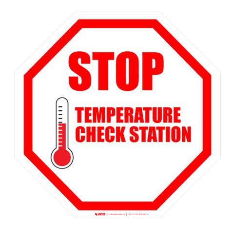 Stop Temperature Check Station Red Floor Sign Creative Safety