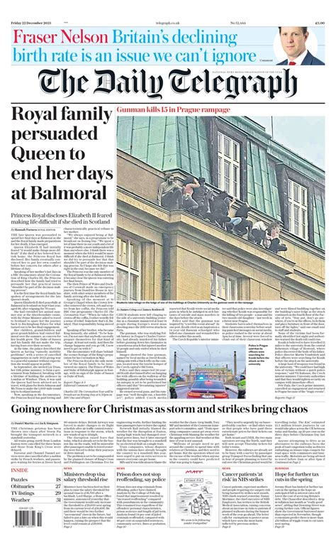 Daily Telegraph Front Page Nd Of December Tomorrow S Papers Today