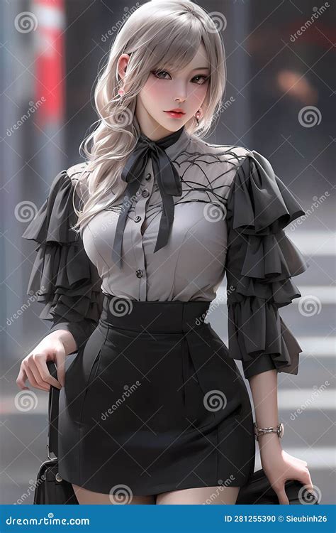 A Pretty Anime Girl In Formal Outfit Generated By Ai Stock Illustration