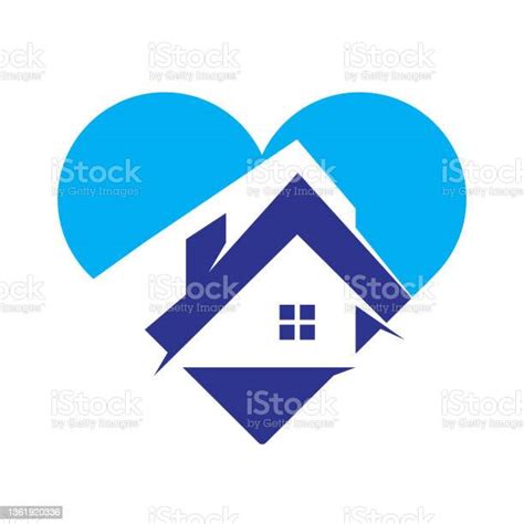 Desain Logo Rumah Yang Manis Rumah Dan Hati Atau Simbol Cinta Ikon