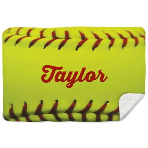 add your own text to this bold sherpa fleece softball blanket that is sure to be an eye catching