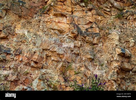 Shattered Face Of Magnesian Limestone In A Quarry Stock Photo Alamy