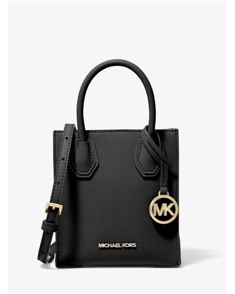 Michael Kors Mercer Extra Small Pebbled Leather Crossbody Bag In Black