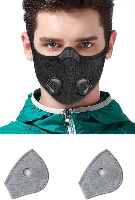 Reusable Face Mask With Filter Washable Black Mask For Cycling Running