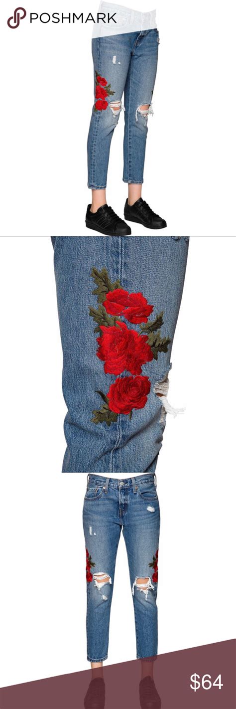 Levis 501 Taper Cropped Floral Distressed Jeans Clothes Design