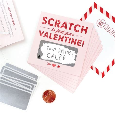 18pk Scratch Off Valentines Cards Pink Valentines Day Cards At