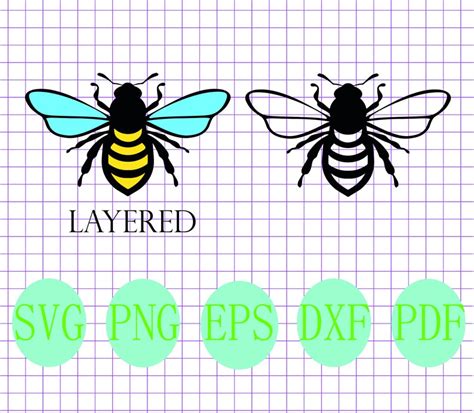 Bee SVG Honey Bee Png Eps Dxf Pdf Bumble Bee Svg Layered Cut