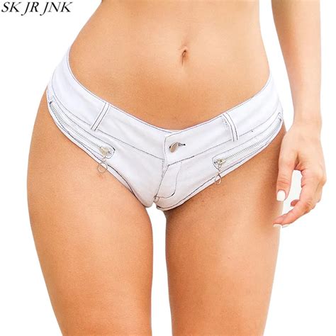 sexy booty cheeky denim bikini micro mini shorts thong jeans triangle low rise waist skinny