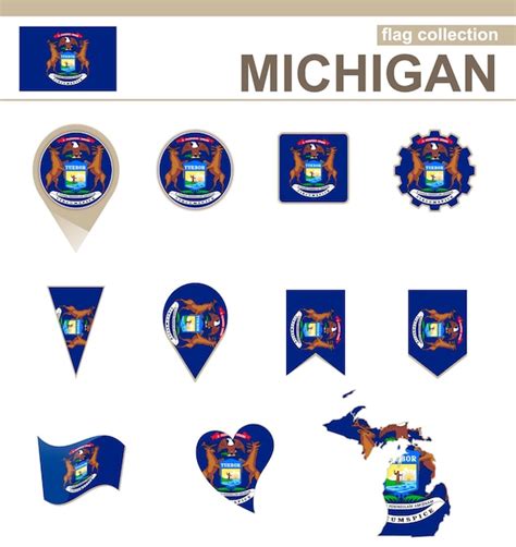 Premium Vector Michigan Flag Collection Usa State 12 Versions