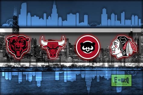 Chicago Sports Teams Poster Chicago Cubs Bulls Blackhawks White Sox