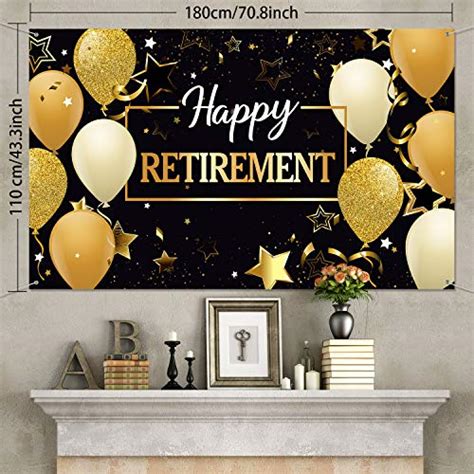 Happy Retirement Party Decorations Extra Large Fabric Black And Gold