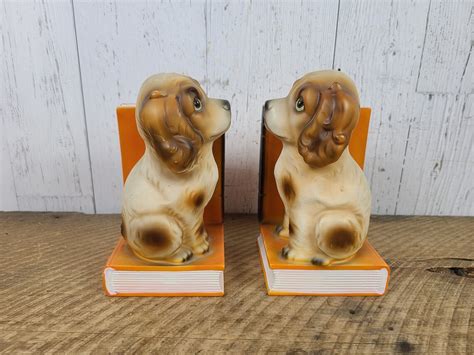Vintage Dog Bookend Ceramic Puppy Set Book End Pair 50s 60s Etsy