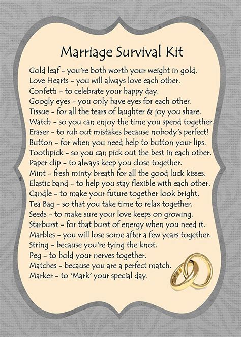 Marriage Survival Kit T Card Honeymoon T Baskets Bridal T Baskets Honeymoon Ts