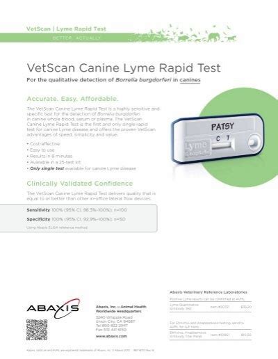 Vetscan Canine Lyme Rapid Test Abaxis