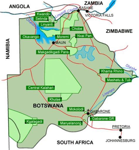 Map Of Botswana Showing The Location Of Mokolodi Where Mokolodi Nature