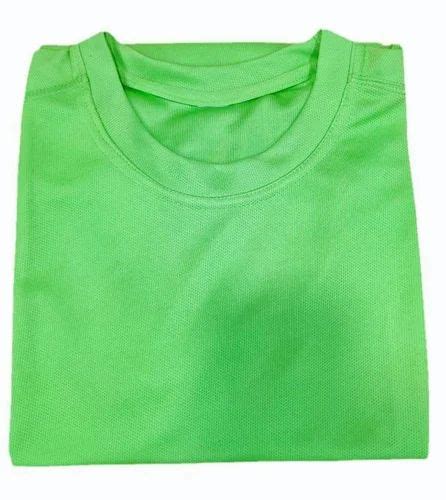 Light Green Round Neck Plain Polyester T Shirt Half Sleeves At Rs 199
