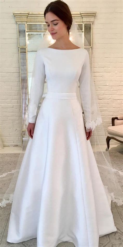 Simple Full Sleeve White Wedding Dress Pinterest Rodriguez Viey