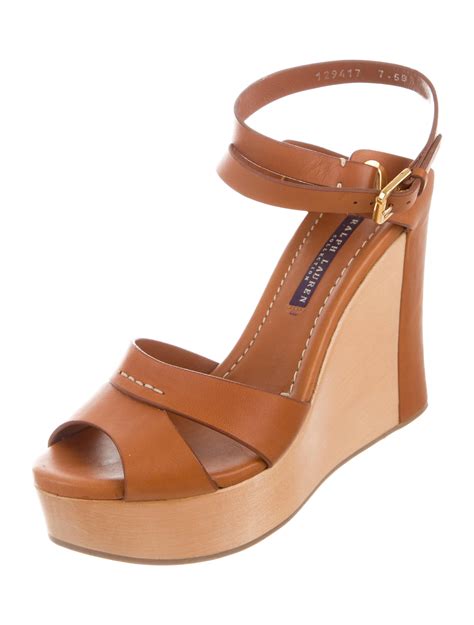 Ralph Lauren Collection Leather Platform Wedges - Shoes - RAL21634 ...