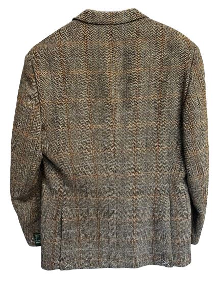 Harris Tweed Jacket Mens Window Pane Wool Size 42 Brown Ebay