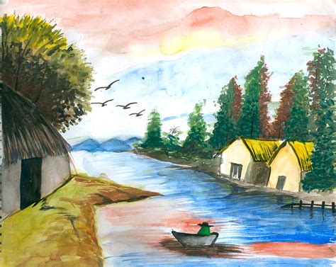 Village In The Lap Of Nature Painting By Tanmay Singh Fine Art America