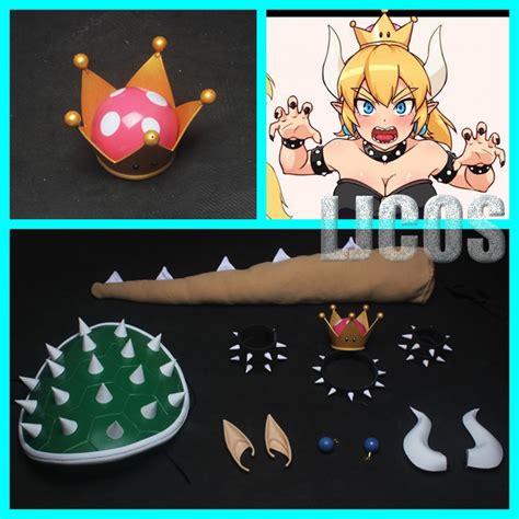 Bowsette Kuppa Koopa Hime Princess Cosplay Womanize Crown Earrings Horns Tail Ear Armor Choker