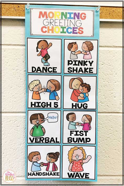 Morning Greeting Choices Signs Prek Classroom Classroom Signs Teaching Classroom Management