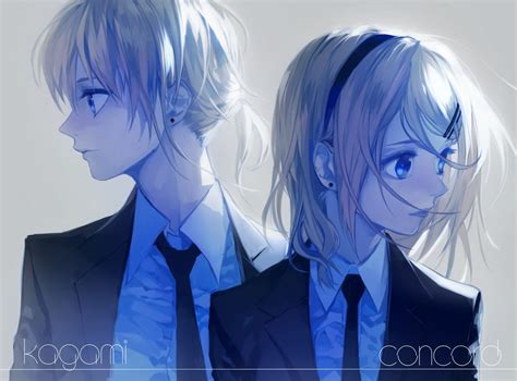 Blondehair Blueeyes Gglemon Headband Kagaminelen Kagaminerin Male Shorthair Suit Tie