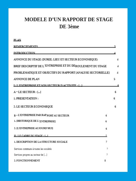 Exemple De Rapport De Stage Dobservation Pdf Novo Exemplo