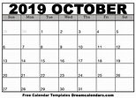 Download Printable October 2019 Calendars