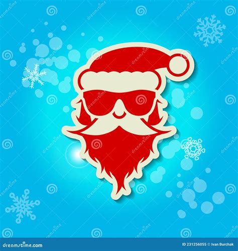 Santa Claus In Sunglasses Light Blue Background Vector Illustration