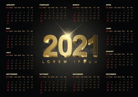 This website shows every (annual) calendar including 2021, 2022 and 2023. Dark Calendar 2021 With Week Starts On Sunday. Minimal Black Planner Vector Template Date Desk ...