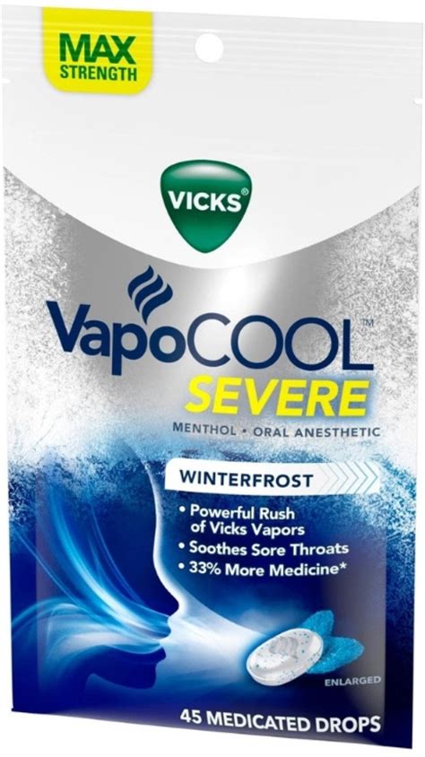 Vicks Vapocool Severe Medicated Throat Drops Menthol 45ct 4 Pack