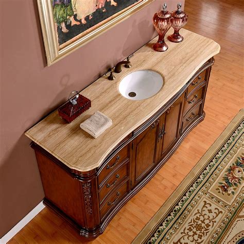 72 Inch Wide Travertine Top Large Single Sink Bathroom Vanity Cabinet