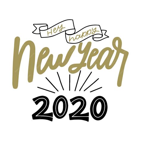 Frohes Neues Jahr 2020 Konzept Mit Schriftzug Kostenlose Vektor