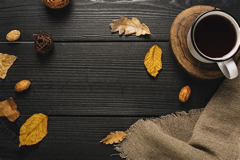 Hd Wallpaper Autumn Leaves Background Tree Coffee Colorful Mug
