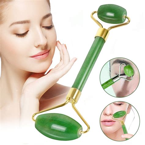 Jade Roller Massage Tool Set Natural Facial Roller Beauty Skin Care Massager Anti Aging Rose