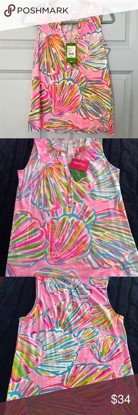 Nwt Lilly Pulitzer Essie Top Pinkpout Shellabrate Lilly Pulitzer Tops