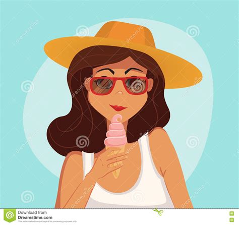 Please remember to share it with your friends if you like. Summer Girl Eating A Ice-cream. Cartoon Vector ...