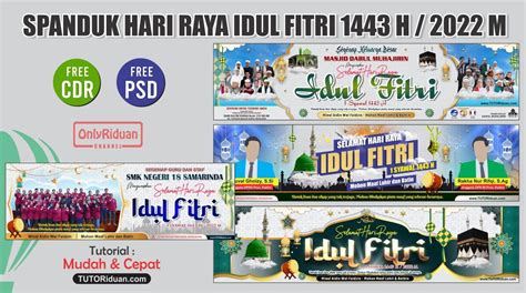 Desain Spanduk Banner Idul Fitri 1443h 2022 Coreldraw Photoshop Free