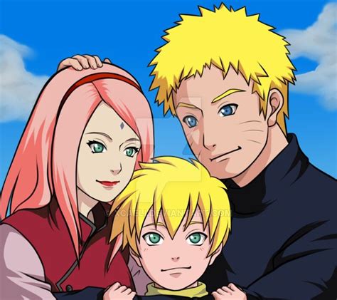 Naruto And Sakura With Son Shinachiku Naruto Narusaku Naruto Fan Art